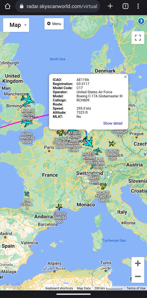 scan_sky's tweet photo. Multiple #USAF 🇺🇸 #RCH Flights Into Ramstein Air Base 🇩🇪 🇺🇸 This Morning.
C-5M - 85-0005 - #RCH704 - McGuire AFB 🇺🇸 - > Ramstein 🇩🇪 🇺🇸
C-5M - 87-0031 - #RCH807 - Dover AFB 🇺🇸 - >Ramstein 🇩🇪 🇺🇸
C-17A - 03-3117 - #RCH809 - Andrews AFB 🇺🇸 - > Ramstein 🇩🇪 🇺🇸 https://t.co/EE9esMsOPp