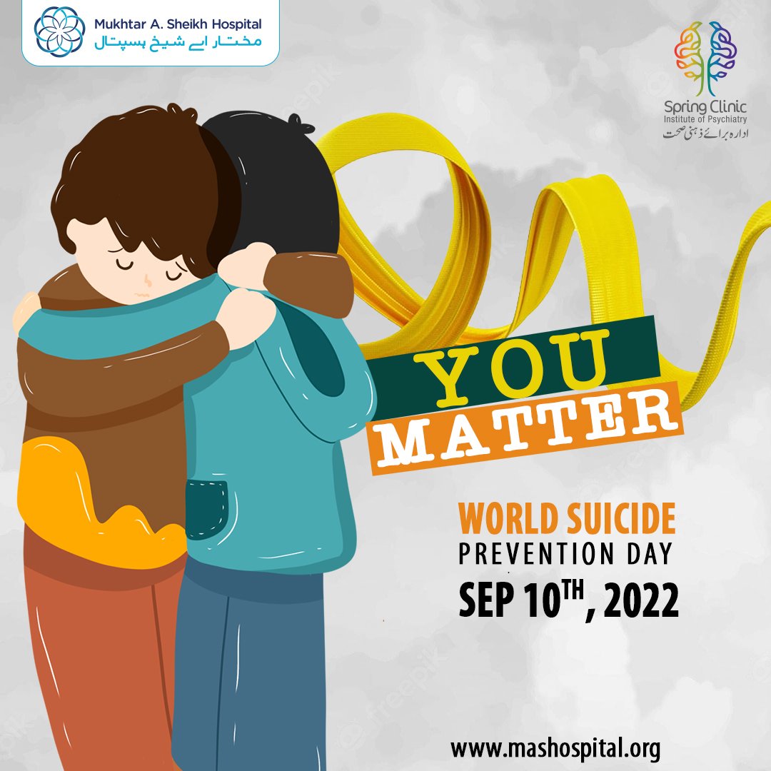 MASHospital's tweet photo. World Suicide Prevention Day is observed every year on 10th of September. It is a commitment to preventing suicidal deaths and reducing the stigma of seeking help when it comes to mental health issues.
#MASMWH #MASHCares #SafeMASH #WorldSuicidePreventionDay2022 https://t.co/a6pYVe02M9