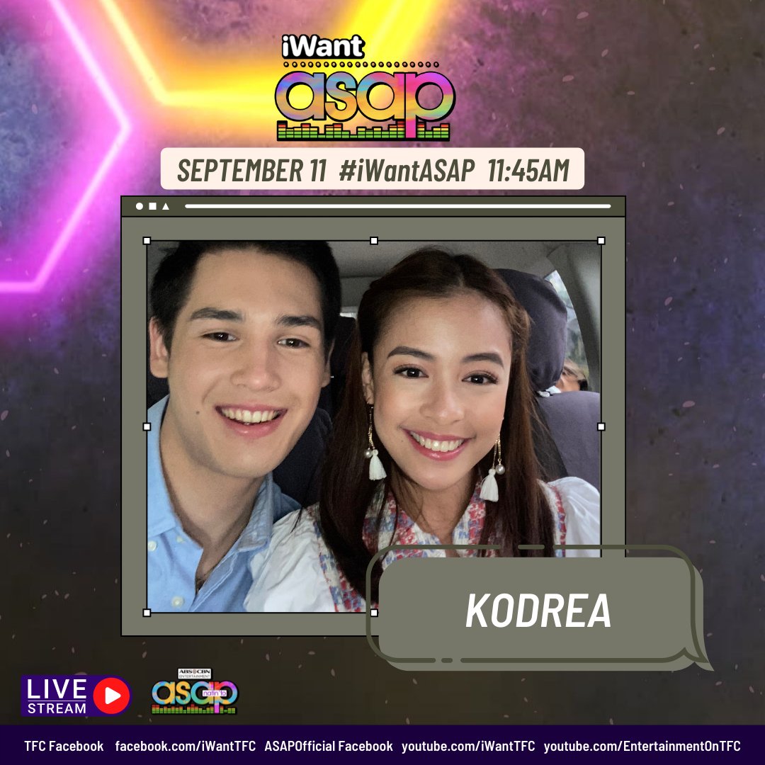 iwantasapofc's tweet photo. Simula na ng good vibes era dahil makakasama natin ang KoDrea LIVE ngayong Linggo sa iWant ASAP! 🎉

🔗https://t.co/vFz3cfqNgY 
🔗https://t.co/wvuCC8NJV8 https://t.co/NNFJrlPXVc