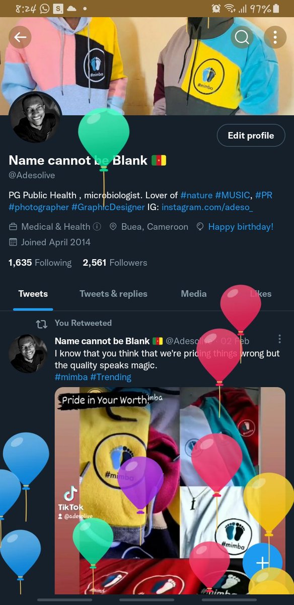 Adesolive's tweet photo. Hey tweeps, so baloons day reached me today.
Please say a prayer for me if you come across my #birthday post 🙏.
Grateful for an additional year 🙏 ✨ 🙌 💛  #September https://t.co/kCBP9zv8cJ