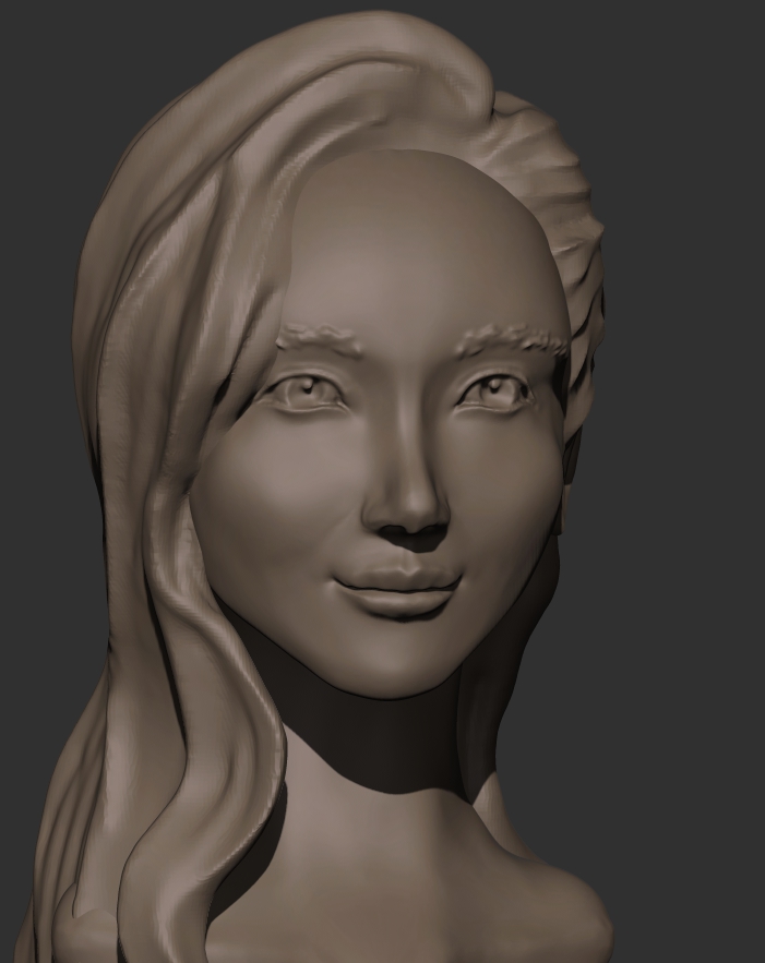片桐氏の著書を片手に彫刻
髪は前回のものをミラーで使ってしまいました。。。
#zbrush