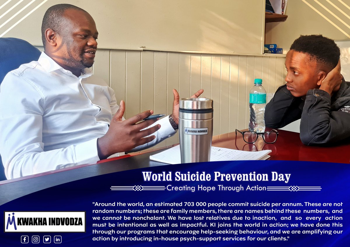 Eswatini is rated in the top five countries with the highest suicide mortality rates worldwide and now more than ever as a nation we need to all play a role in safeguarding the mental health of Emaswati by CREATING HOPE THROUGH ACTION! #KwakhaIndvodza #WSPD2022 #suicideprevention