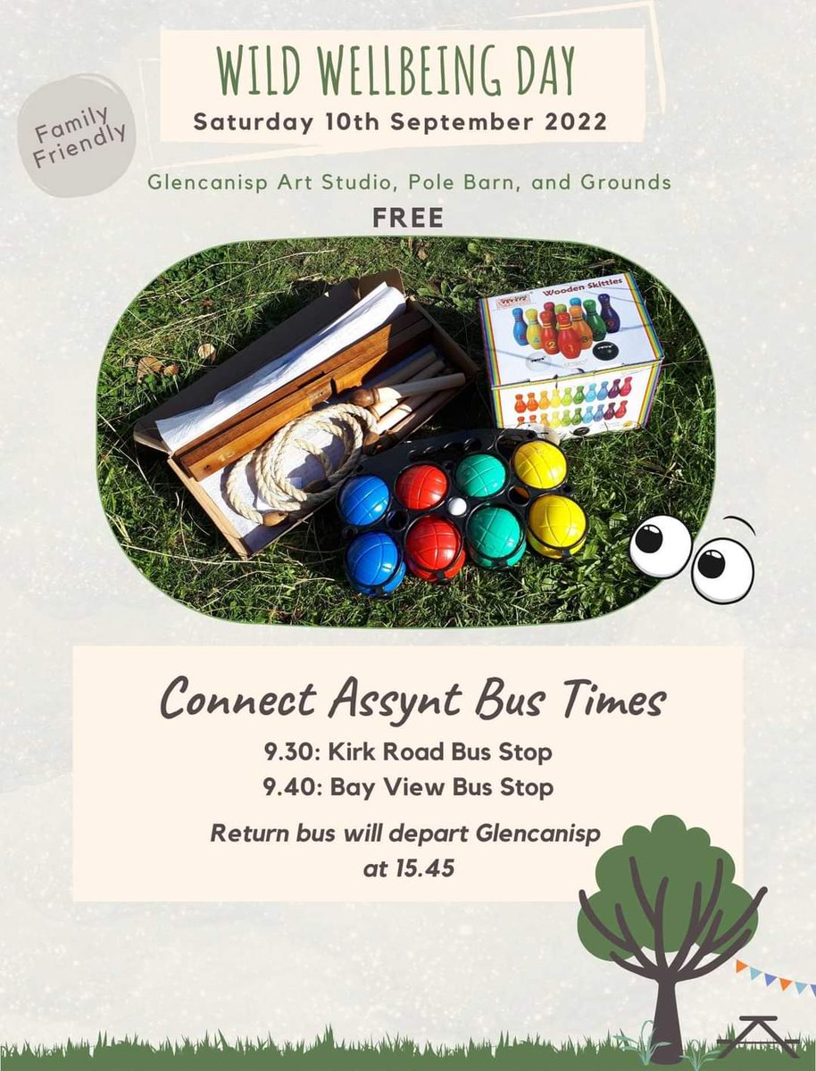 Wild Wellbeing Day!  Today!
An amazing day lined up at Glencanisp today.
Events run from 10am until 4pm.
Transport details in 3rd image.