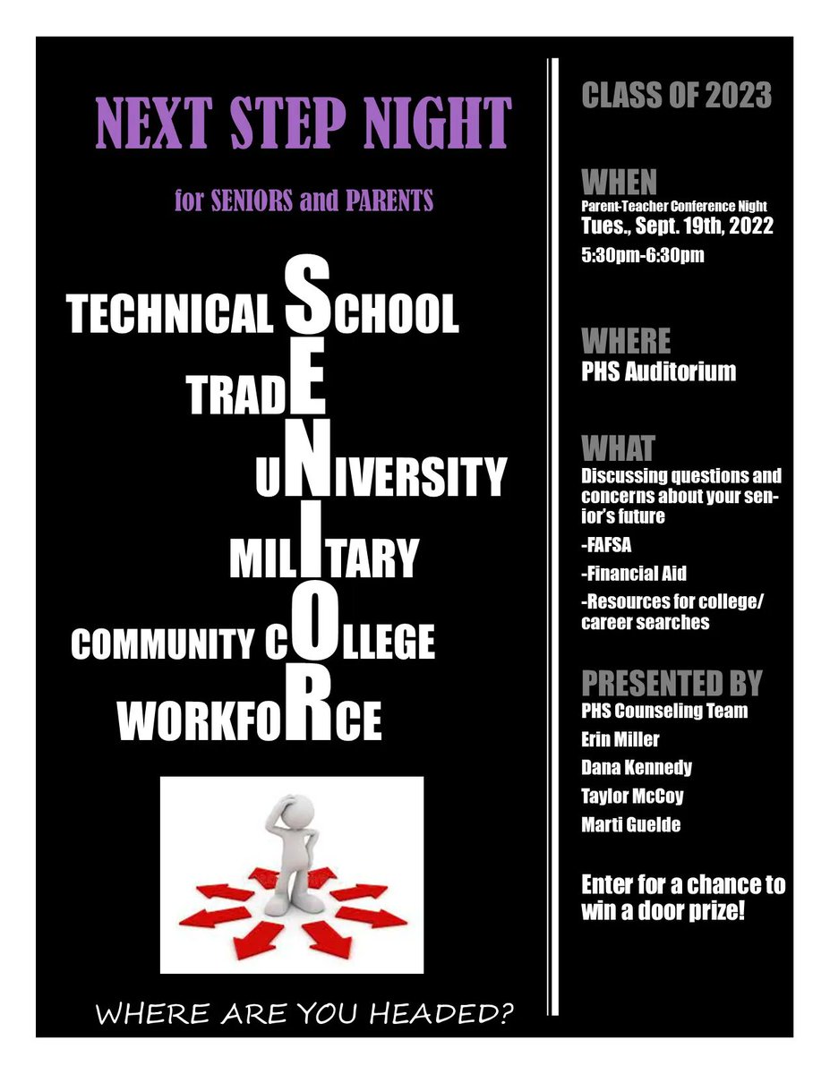 PantherParents_'s tweet photo. Parents of SENIORS! 

You DON'T want to miss this!
@PortlandCte @_PHSGuidance @PHS_Renaissance @KimMeadows_PHS https://t.co/6f7Kl4IiDc