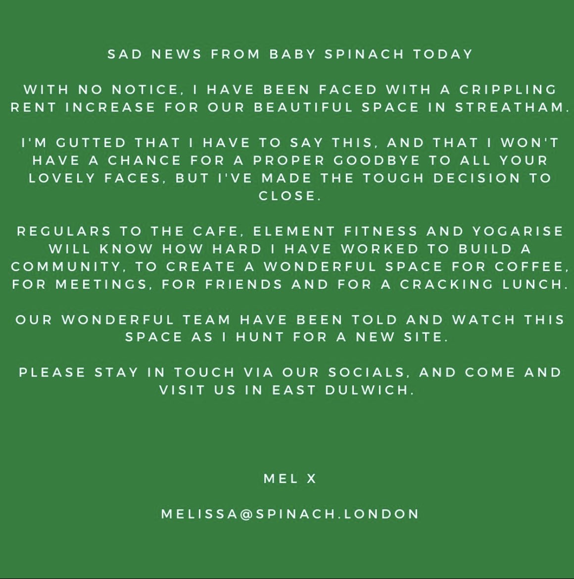 SpinachSE19's tweet photo. Sad news from us x https://t.co/GPD1QeB8DE