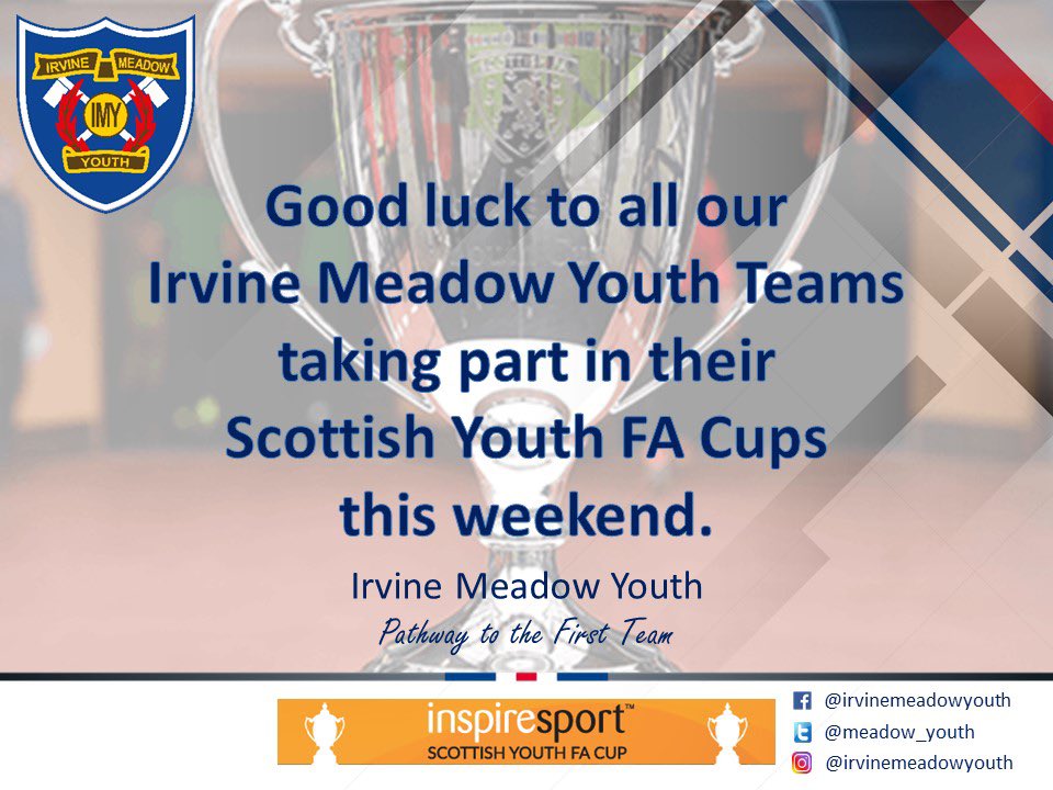 Good luck to our Youth Teams taking part in their Scottish Youth FA Cups this weekend.

🔵 #irvinemeadowyouth 
⚪️ #pathwaytothefirstteam
🔵 #imy #meddaminded