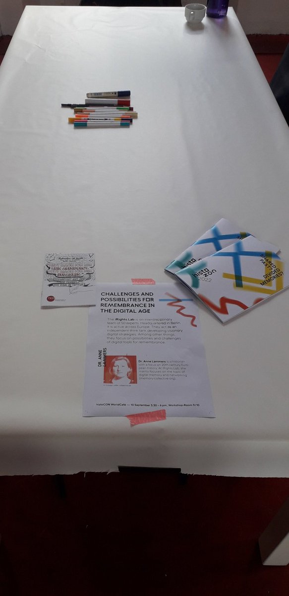 Es kann los gehen! #histocon #WorldCafe #DigitalMemory #DigitalCollectiveMemory <a href="/iRightslab/">iRights.Lab</a> <a href="/evzfoundation/">Stiftung Erinnerung, Verantwortung und Zukunft</a>