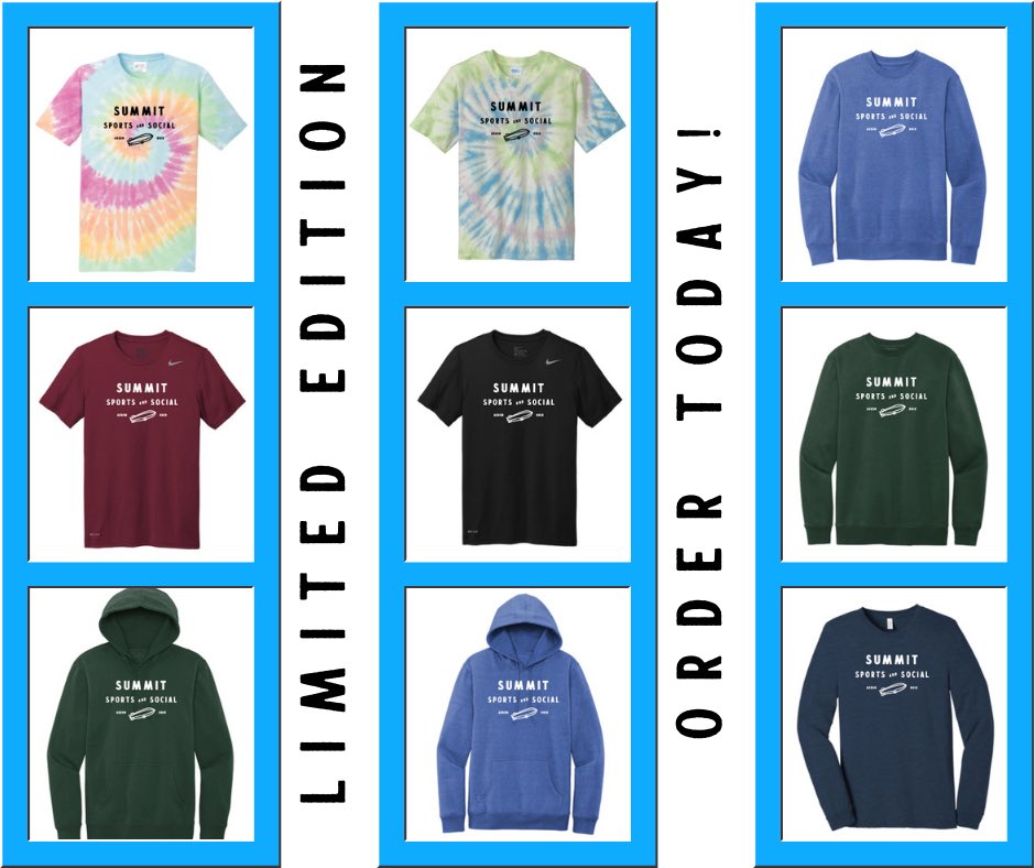 It's that time of year again... summitsports.social are dropping a limited run of some of our favorite styles and colors with a logo designed by amazing Akronite, Katie Brenn. 

👕: tinyurl.com/5n8xna2b