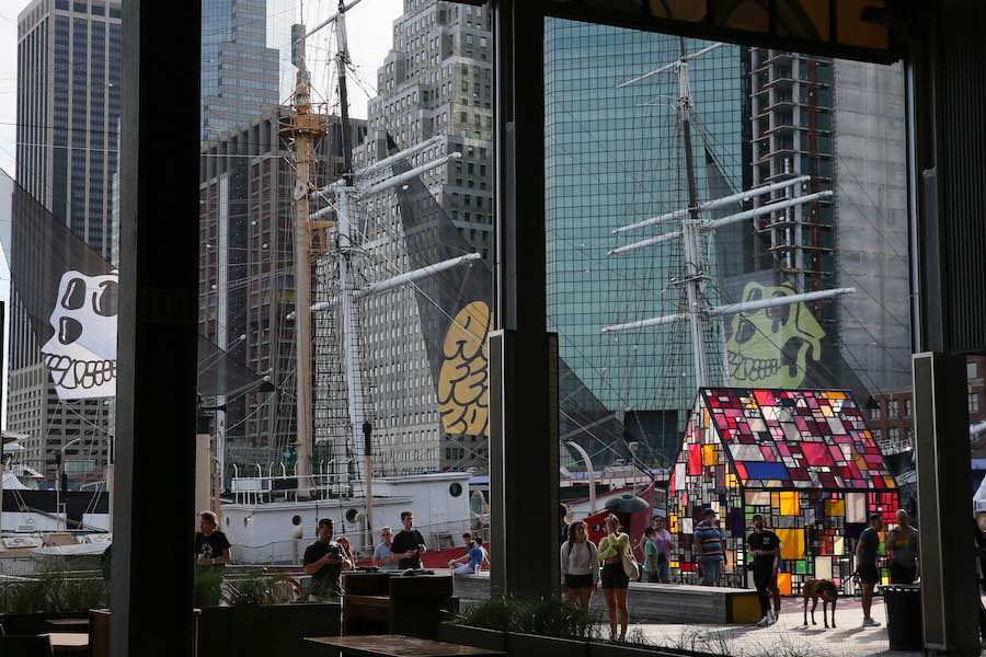 BoredApaeYC's tweet photo. ApeFest ‘22 was in a new venue, taking over Pier 17. The space was transformed, from the entrance all the way up to the rooftop. https://t.co/ktn5WHWWCb