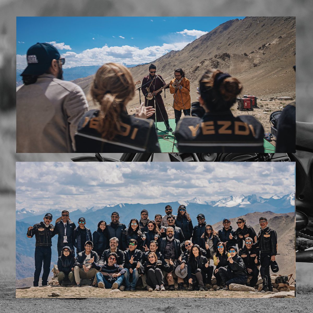 yezdiforever's tweet photo. #JawaYezdiNomads conducted what could possibly be the ‘World’s highest concert’ at Wari La Pass. @DashugsOfficial played lively folk music!
.
#Nomads along with the #Mahindra convoy took off to the picturesque Nubra Valley!

#LehDiaries #ExploreLadakh #RidingSeason #LadakhDiaries https://t.co/h2ygHPHJ4B
