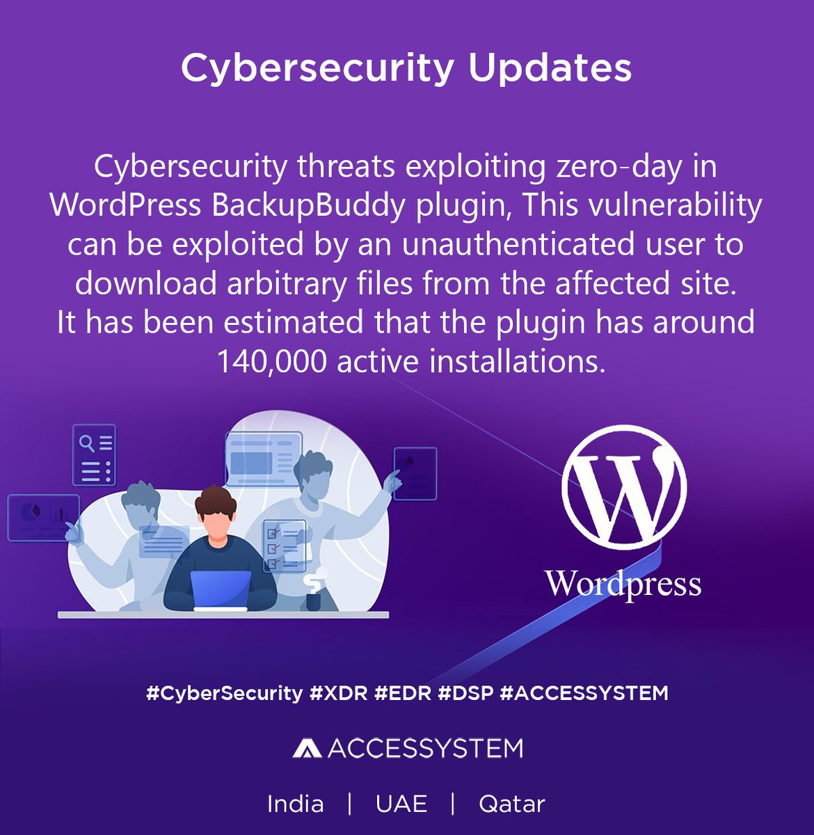 ACCESSYSTEM_IT's tweet photo. Security threats exploiting zero-day in WordPress BackupBuddy plugin, It exploited by an unauthenticated user to download arbitrary files from wp-site
sales@accessystem.com
#Cybersecurity #ZeroTrust #ZeroDay #Wordpress #BackupBuddy #WordpressPlugin #BackupBuddyPlugin #ACCESSYSTEM https://t.co/J4zHQQ1XtH