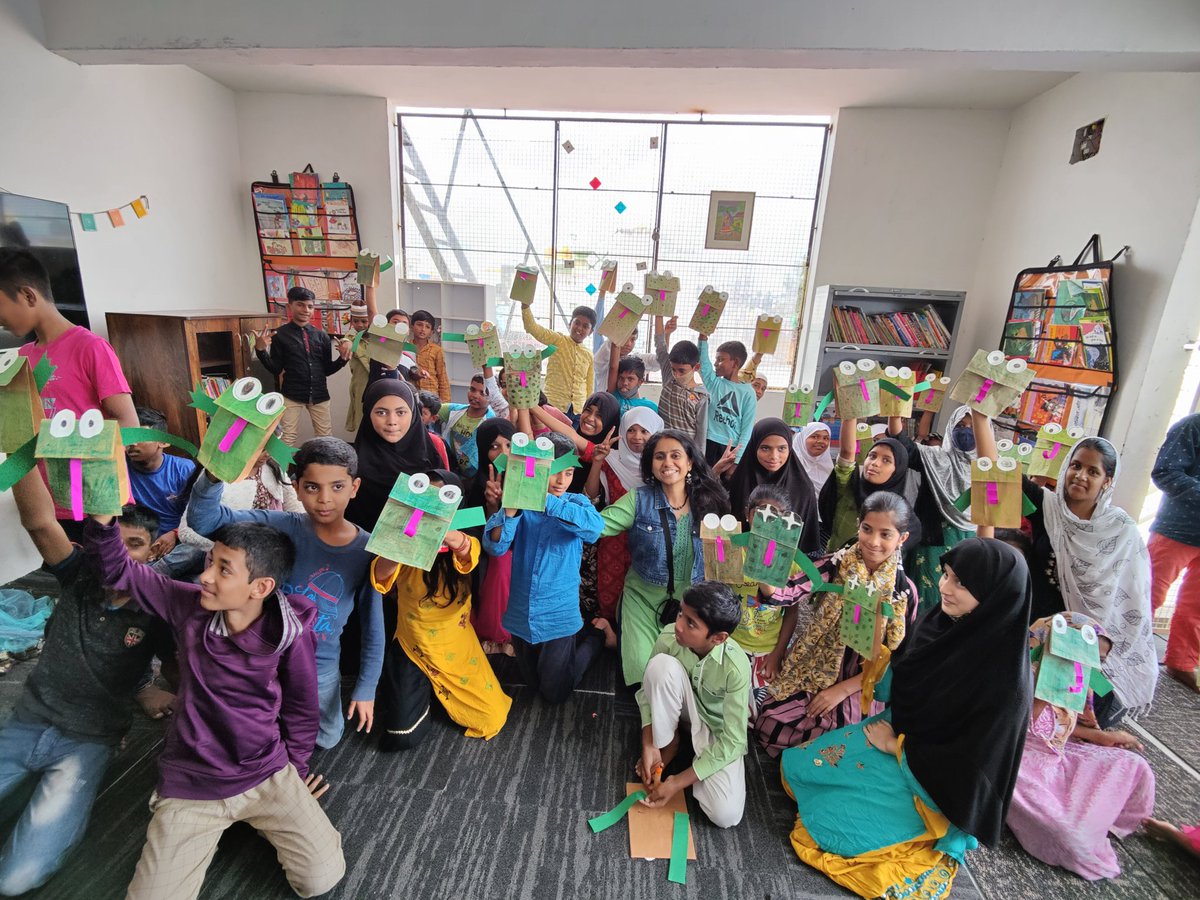NookCosy's tweet photo. A wonderful afternoon of storytelling as part of @prathambooks One Day One Story initiative. Priya Muthukumar told the story of 'Croak' to an engaged, enthusiastic and much amused audience. Just look at the faces of some of our favourite little people! Stories are magic indeed! https://t.co/sG4UoaudKy