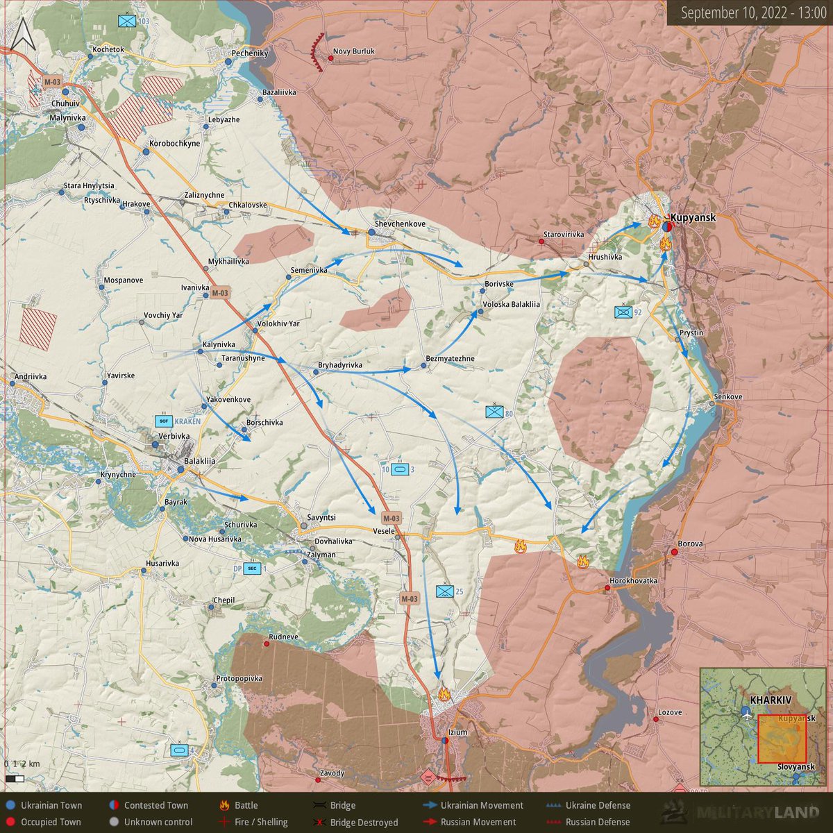 aldin_aba's tweet photo. Good map of Kupyansk/Izyum situation. https://t.co/gL7DgrnCrl