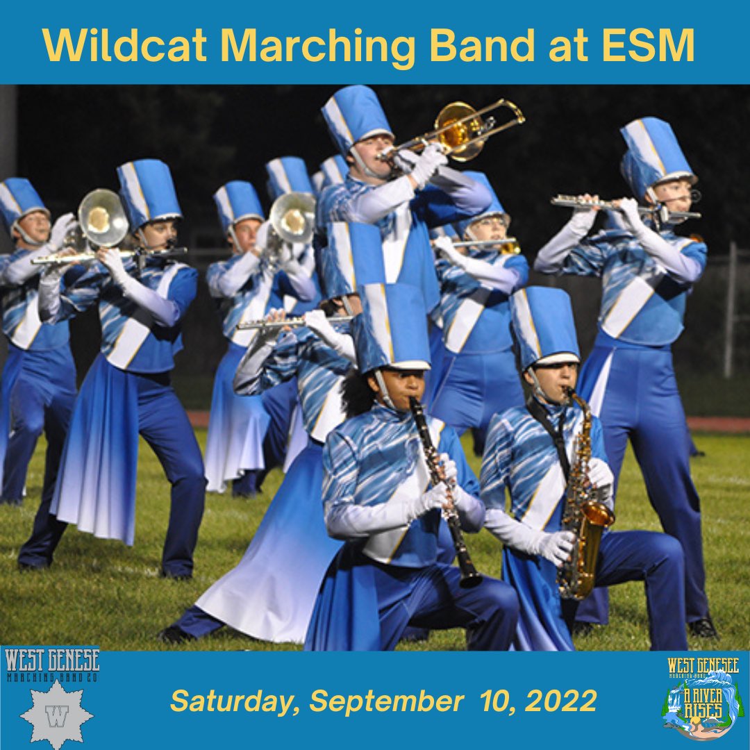 WestGeneseeCSD's tweet photo. Good luck to the West Genesee Wildcat Marching Band in competition later today at the ESM Show!!! #WildcatPride #ARiverRises #GoWildcats 💙💛🐾🥁🎶🎺🎷@WGFineArts @jdbillscnzm @McBandWG @WGbandborsz @WGTeachCntr https://t.co/pGFLV88AYd