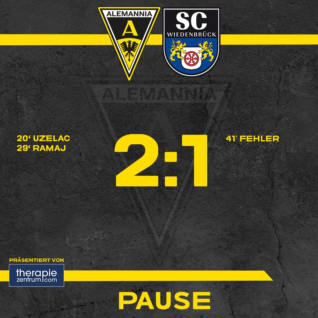 Alemannia_AC's tweet photo. Halbzeitpause. Mit einer 2:1-Führung geht es in die Kabinen.
___________
⏸ #AACSCW 2:1 https://t.co/O47jzucH4C