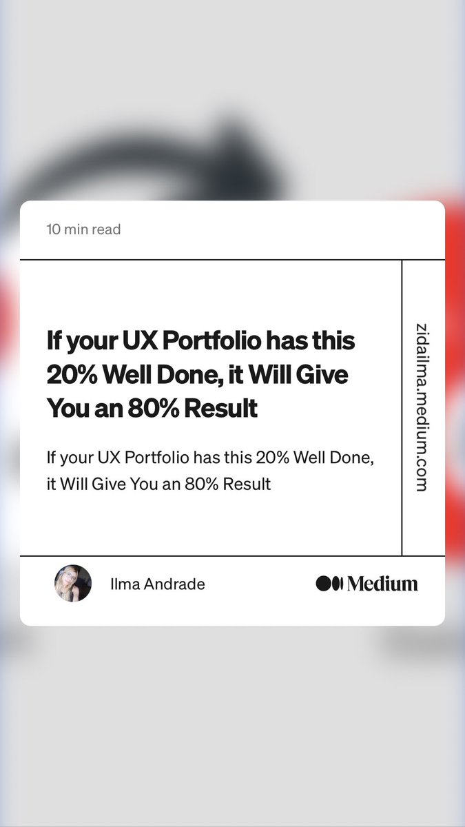 soniankur40's tweet photo. “If your UX Portfolio has this 20% Well Done, it Will Give You an 80% Result” by Ilma Andrade
https://t.co/0WjVHY5JZR https://t.co/1xJxhPRI47