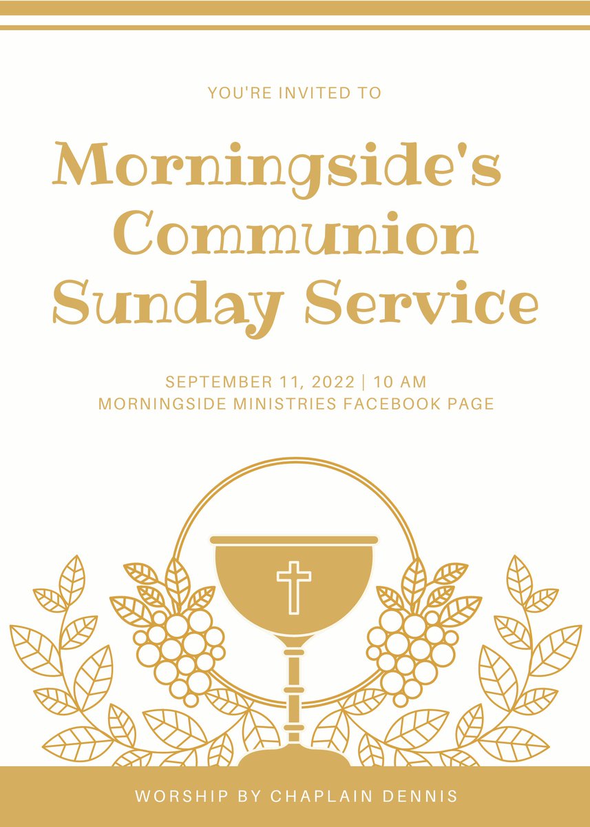 Happy Saturday! ☀️ This is your friendly reminder to join us tomorrow morning on Facebook for our #SundayCommunionService at 10am. 🙏 We hope to see you then!⁠
⁠
#SundayWorshipService #SeniorLivingCommunity #SeniorCare #ElderlyCare #ContinuingCare #AgingServices #OlderAdults