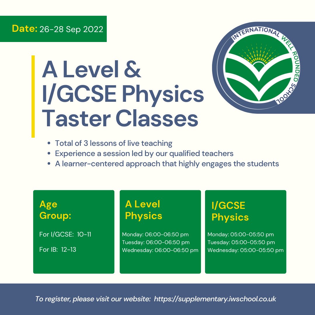 iwsonlineschool's tweet photo. Experience first-hand the high-quality of learning and our state-of-art online platform with our FREE Live Online Taster Classes. Register Now! https://t.co/csa2v0Z9sU
#TasterClasses #FreeOnlineClasses #OnlineEducation #TransformingEducation #SampleClasses #IGCSE #EnglishClass https://t.co/xwI9y6oLFB