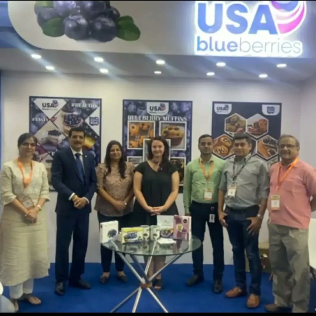 USDAIndia's tweet photo. #USDAIndia's Senior Agricultural Attaché Rhiannon Elms participated in the India Bakery Expo. 2022 show in #Chennai, Tamil Nadu. Ms. Elms inaugurated the expo followed by the U.S. Highbush Blueberry council booth at the show. #IndiaBakeryExpo2022 #USDATrade #TasteofAmerica #USHBC https://t.co/fF2riZDBzx