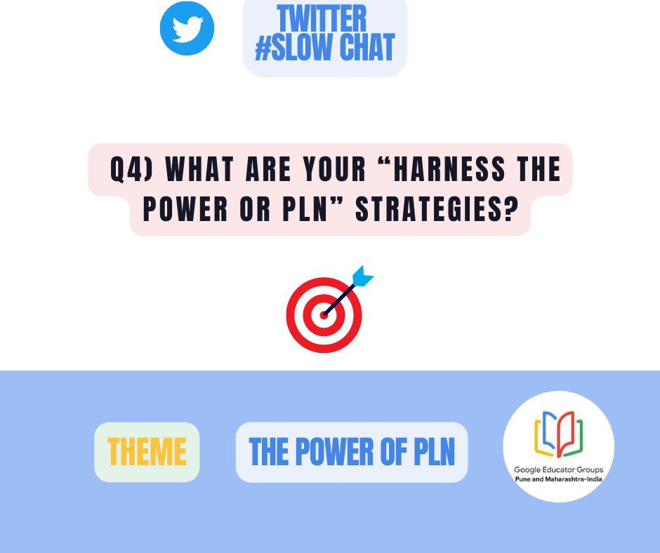 GEG Pune and Maharashtra (@gegpune) on Twitter photo 🥳Time for the 4th Question!
✅What are your strategies to harness the power or PLN?
✅Begin your answer with A-4 and use #gegpune #geprogram
<a href="/GegProgram/">Google Educator Groups</a> <a href="/RitikaTyagi06/">Ritika Tyagi</a> <a href="/HonapReshma/">Reshma Honap</a> <a href="/BapatMukul/">Mukul Bapat</a> 🥳Time for the 4th Question!
✅What are your strategies to harness the power or PLN?
✅Begin your answer with A-4 and use #gegpune #geprogram
<a href="/GegProgram/">Google Educator Groups</a> <a href="/RitikaTyagi06/">Ritika Tyagi</a> <a href="/HonapReshma/">Reshma Honap</a> <a href="/BapatMukul/">Mukul Bapat</a>
