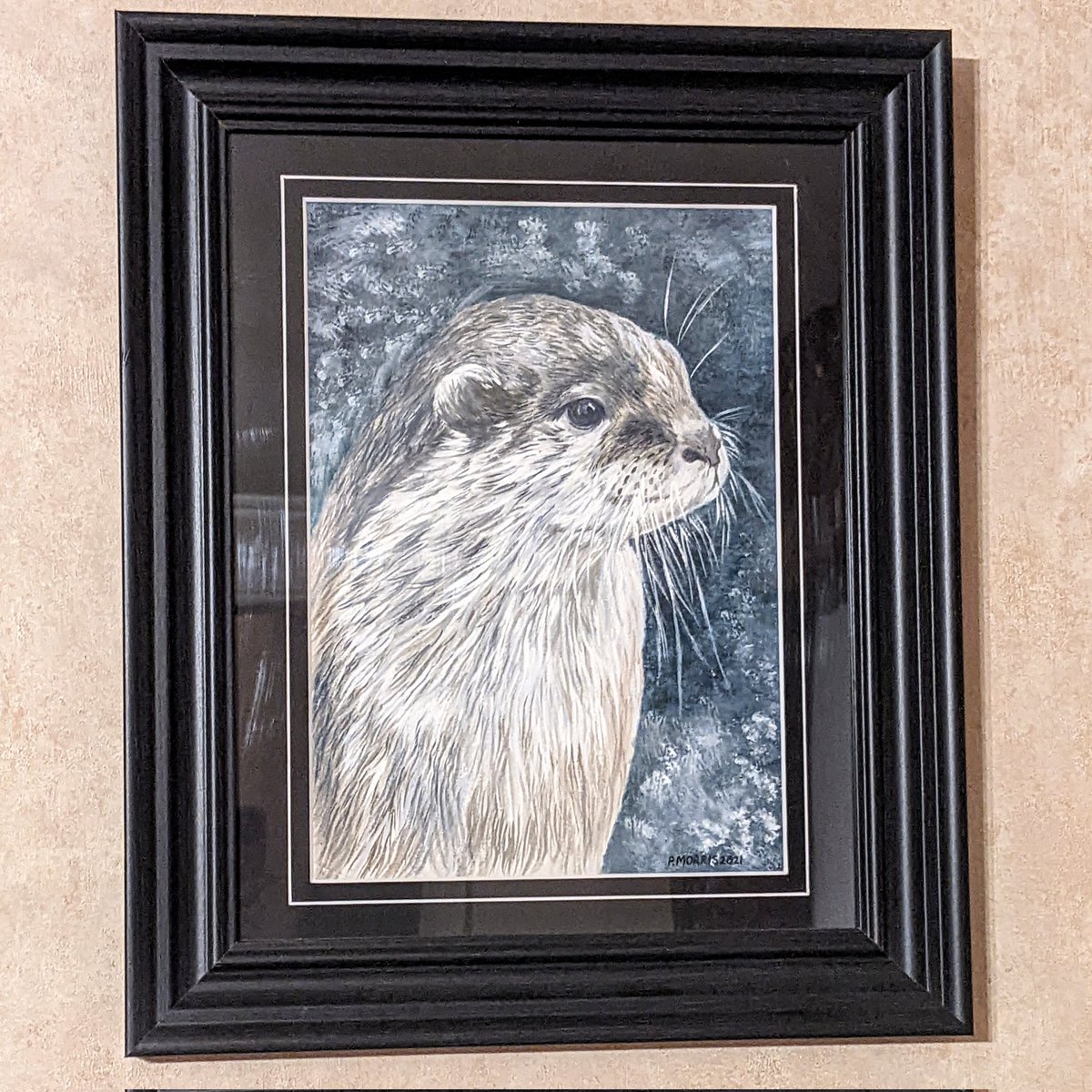 We finally got round to hanging this beautiful Otter painting by the brilliantly talented Paula <a href="/MogRagga/">RaggaMog (Morri-Arty)🎨✒️📚</a> 
If you don't own one of her paintings already then go take a look at her WIP tweet, it's fabulous! 🎨
#MHHSBD #SaturdayVibes #support