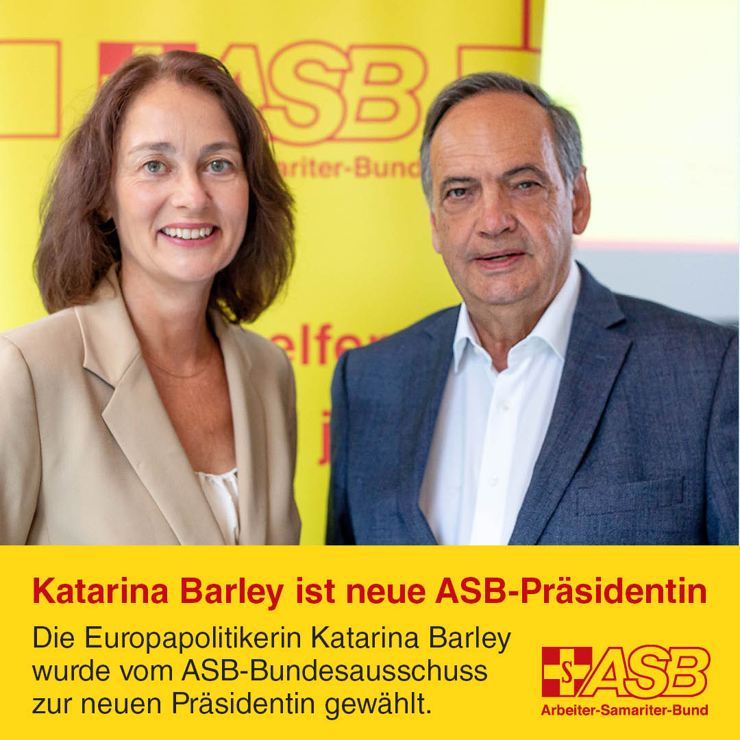 asb_de's tweet photo. Katarina Barley ist heute vom ASB-Bundesausschuss zur neuen Präsidentin des #ASB gewählt worden. Die Juristin und Europapolitikerin @katarinabarley folgt auf Franz Müntefering, der von 2013 bis 2021 an der Spitze des Verbandes stand. 1/2 https://t.co/zJLZOyVtnB