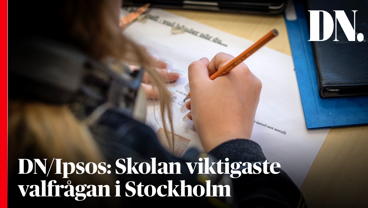 Stockholmarna tycker att skolan är en viktigare valfråga än kriminaliteten, visar DN/Ipsos. dn.se/sverige/dn-ips…