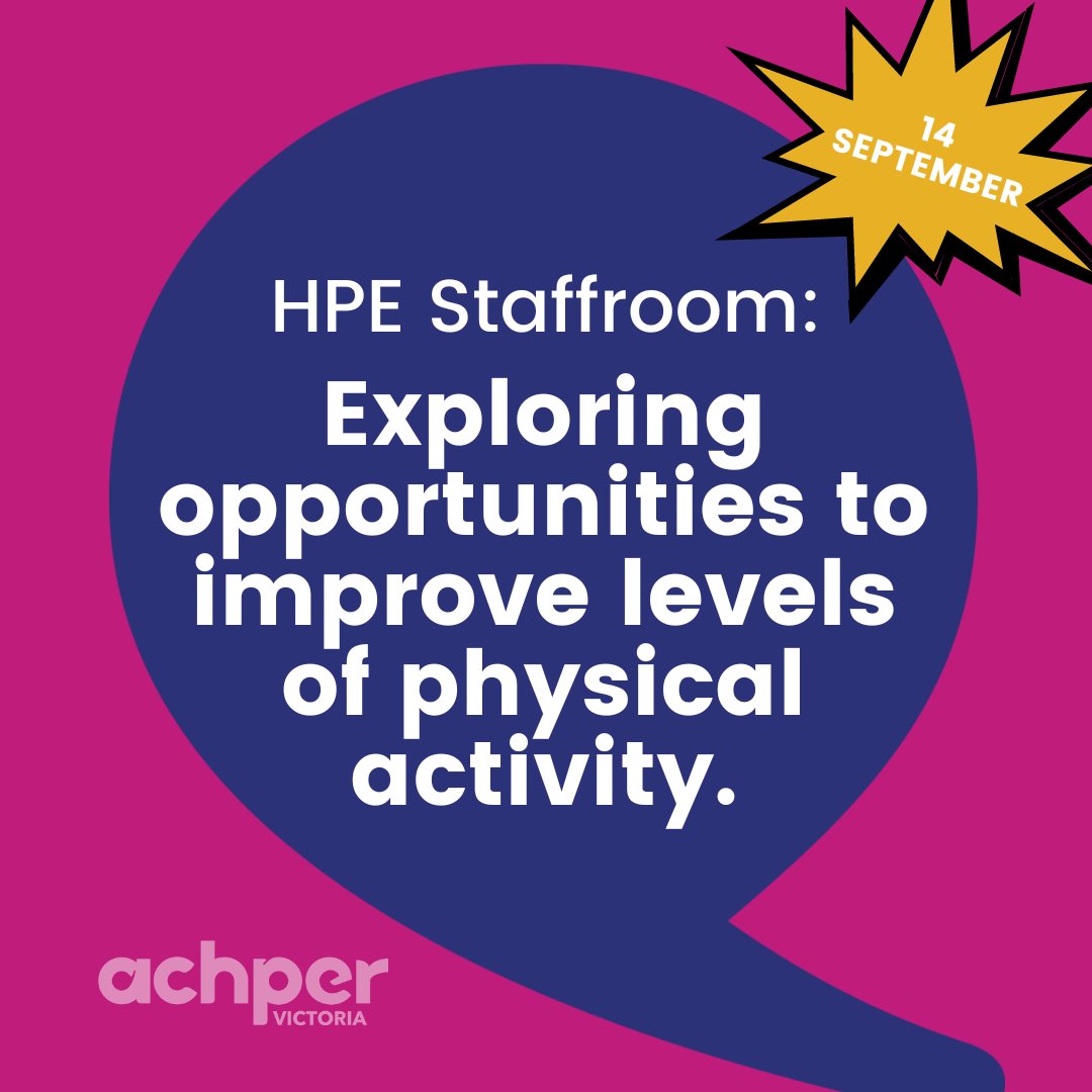 Don't miss our next online HPE Staffroom #8: 'Exploring opportunities to improve levels of #physicalactivity' coming up on 14 September. There’s no agenda or planning required, just register your interest and join in the conversation 👍 Details here: bit.ly/3QZJT3J #HPE
