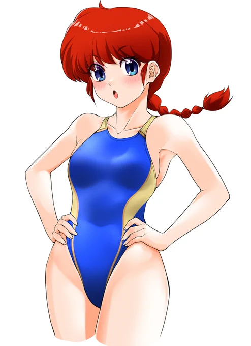 競泳水着らんまさんを描きました(*'ω`*) 