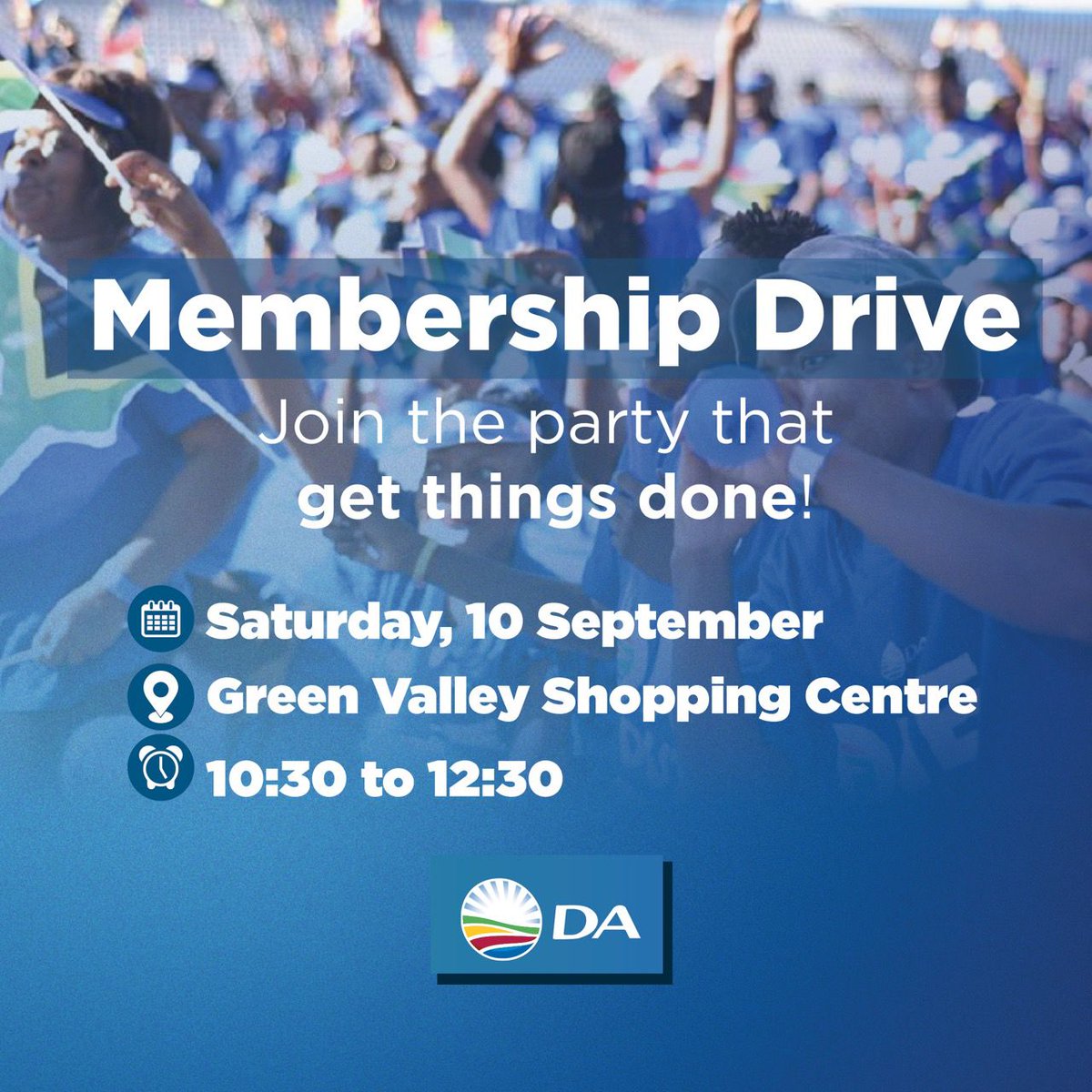 db_moloisane's tweet photo. This morning we doing our membership drive outside Green Valley shopping centre. #KulaDA #DAGetThingsDone https://t.co/HCnjyTDgD5