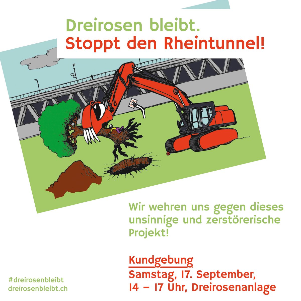 BastA_BS's tweet photo. Dreirosen bleibt  🌹🌹🌹
Stoppt den #Rheintunnel 

Samstag, 17. September, 14 - 17 Uhr, #Dreirosenanlage 🌳

Wir wehren uns gegen die Zerstörung der Dreirosenanlage für den unsinnigen und klimaschädlichen Autobahnausbau! 

#dreirosenbleibt
https://t.co/bUtS4OEpbS https://t.co/bm3uBioy34