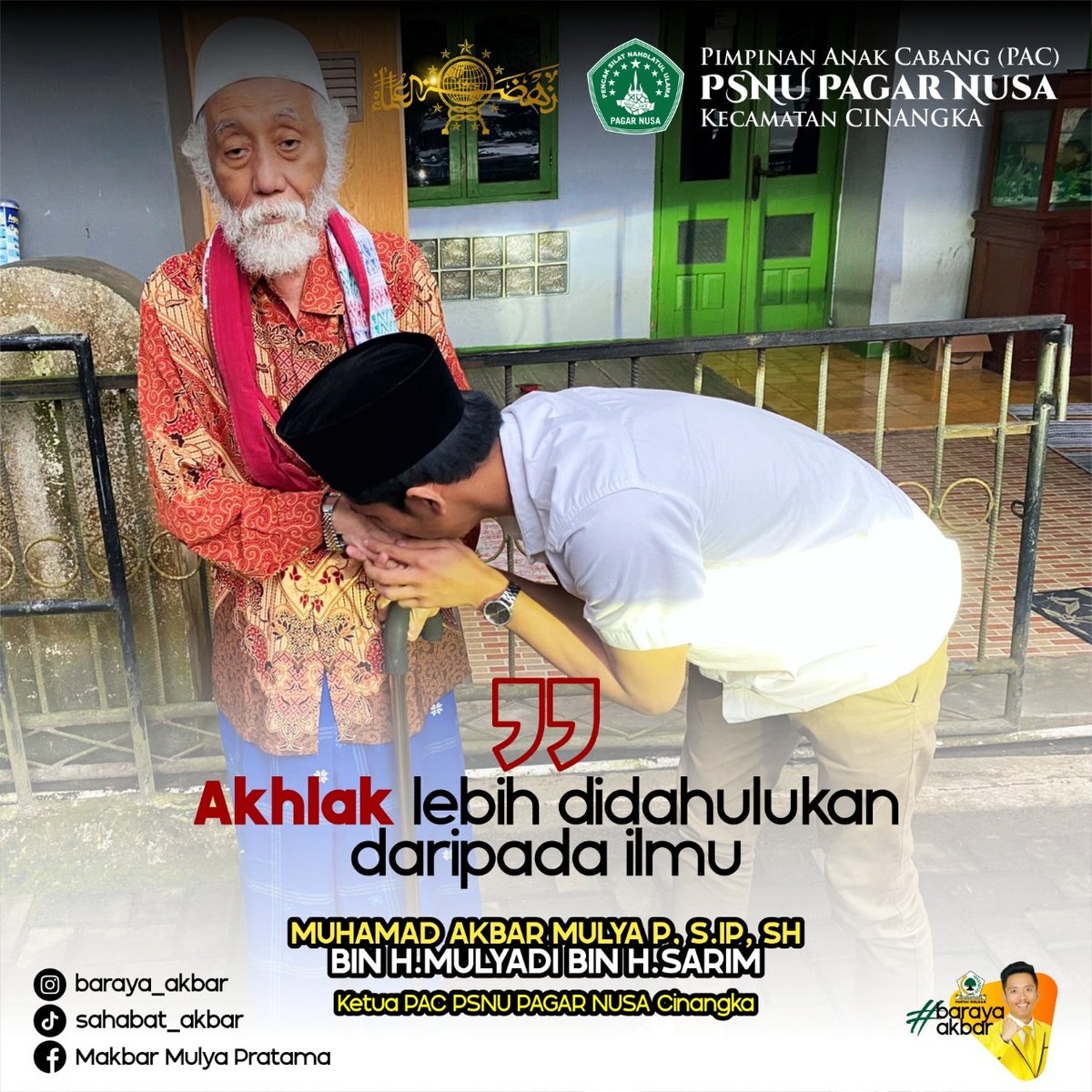 TigaAlamAnyer's tweet photo. #Akhlak lebih didahulukan daripada #ilmu
M.Akbar Mulya @baraya_akbar (Ketua PAC PSNU Pagar Nusa Cinangka) bersama Abuya Ahmad Muhtadi bin Dimyathi Al'Bantani, pada acara DIKLATSAR BANSER Angkatan II PAC GP ANSOR Cinangka.
@baraya_akbar @poedjilestari69 @makbarmulya https://t.co/QcbIswO6lo