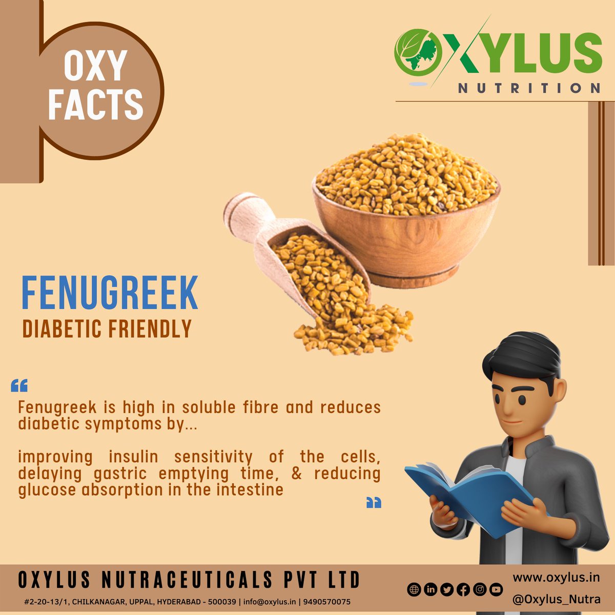 Fenugreek potential benefits for diabetes:
1. Improve insulin sensitivity
2.Delay gastric emptying
3.Reduce glucose absorption in the intestine
#diabetes #diabetescare #diabetesawareness #oxylus #pavankumarmakani #diabeticfoods #healthcare #oxylusdiabeticjuice #nutrition