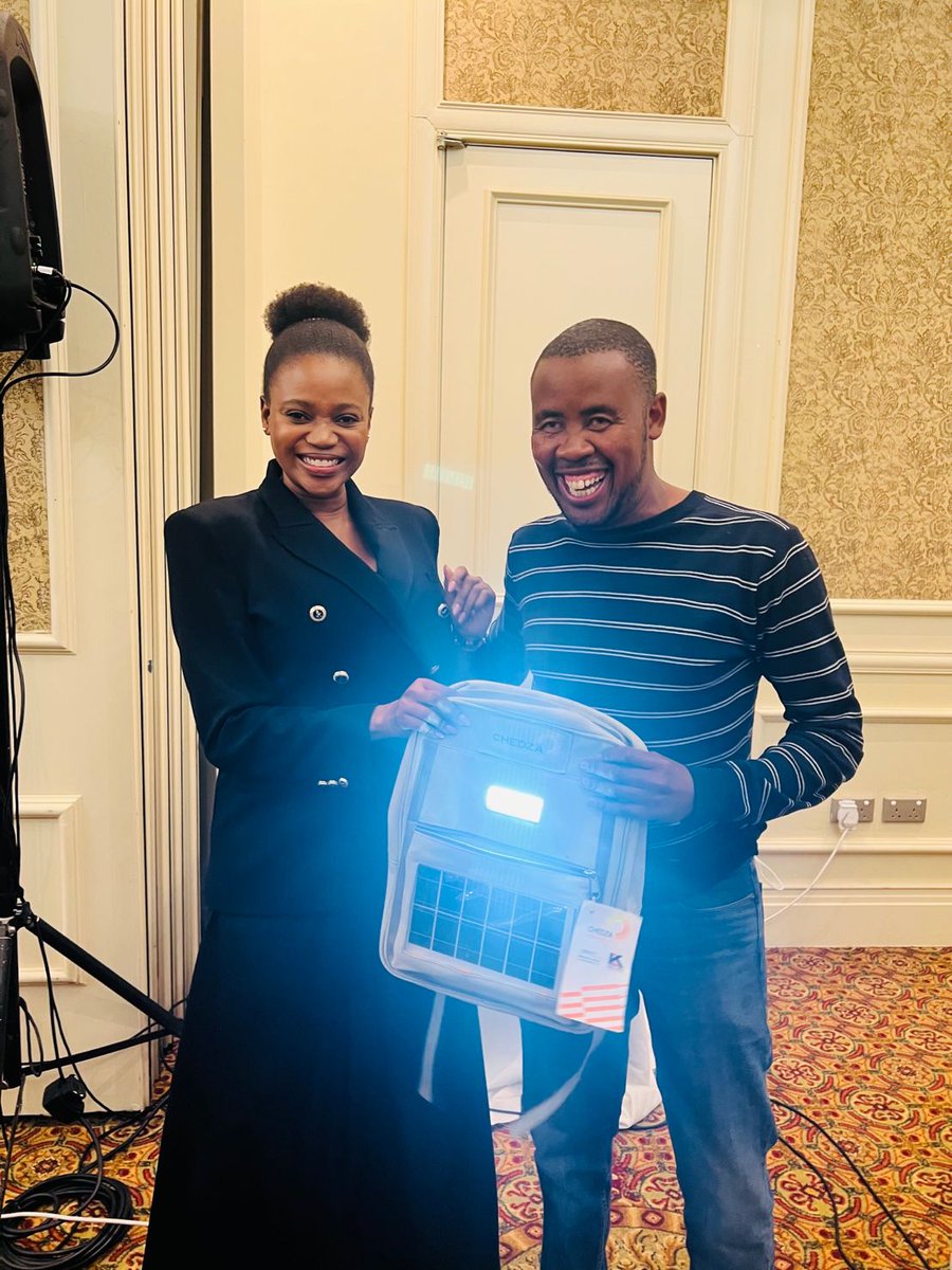 shimahKeakopa's tweet photo. We light up Africa, with sustainable energy. Today we attended the national adaptation plan 2022, and met with Champion of Change Ms. @BogoloKenewendo. @perry_seneo what do you think?   #energy #change #sustainable #Peoplewildlifeenvironment https://t.co/skxl2f3R57