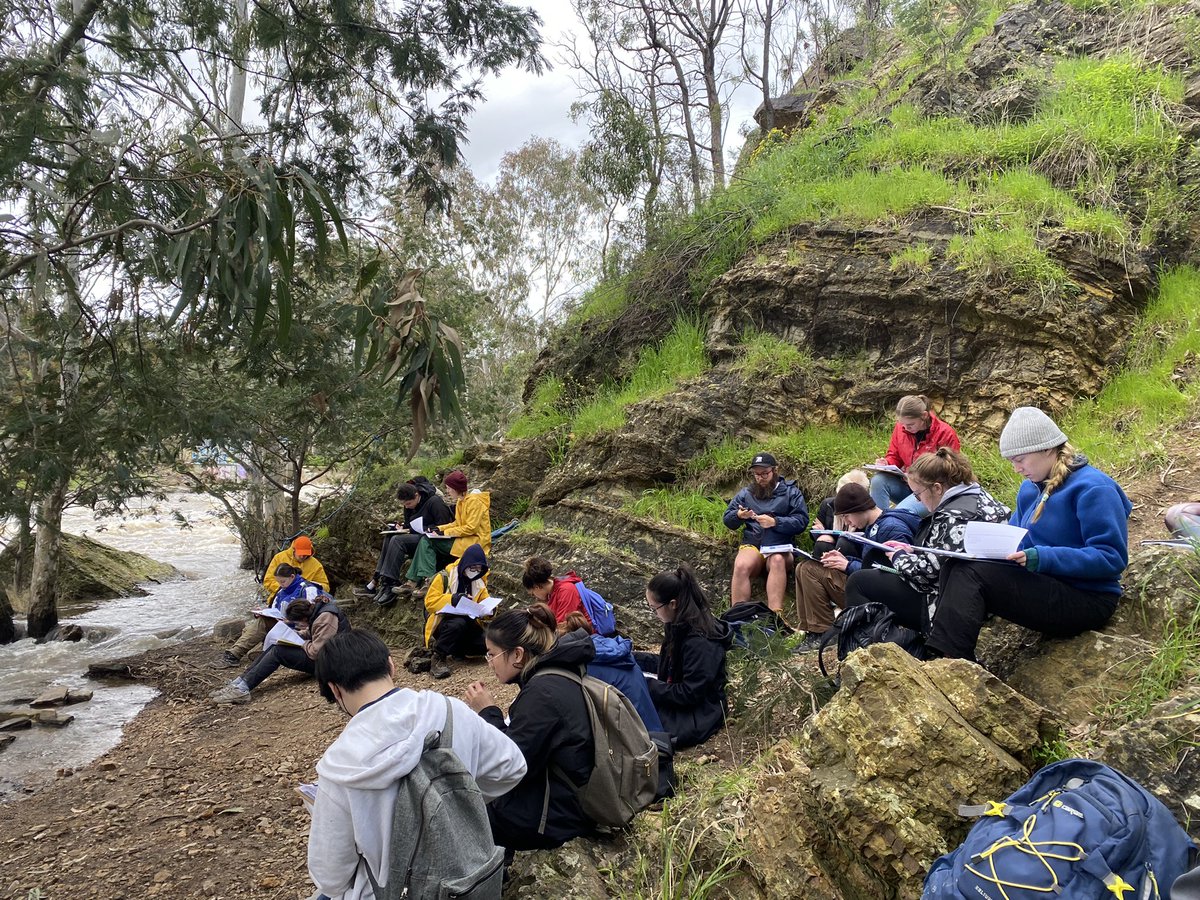 Second year students being tested on their structural measurements of deformed Ordovician rocks at Studley Park. #Geology #MonashEAE #StructuralGeology