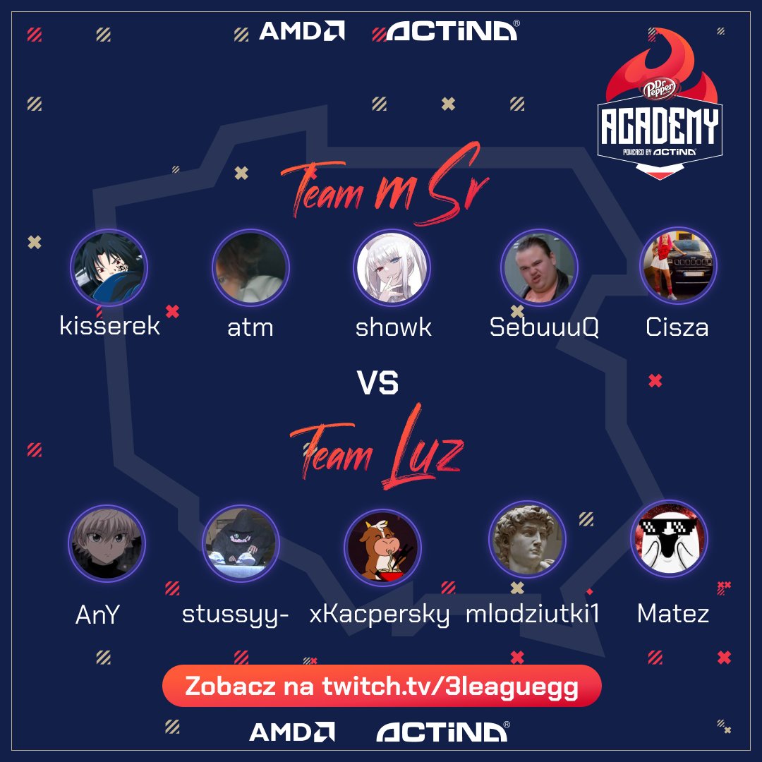 Jazdaaaaaaaaaaaa!!!! 
Nie będę cukrował na temat swojej ekipy ale czuję że widzimy się w Gdańsku na finałach jako zawodnicy :) 
Mecz o 13:00 więc wpadajcie kibicować : twitch.tv/3leaguegg