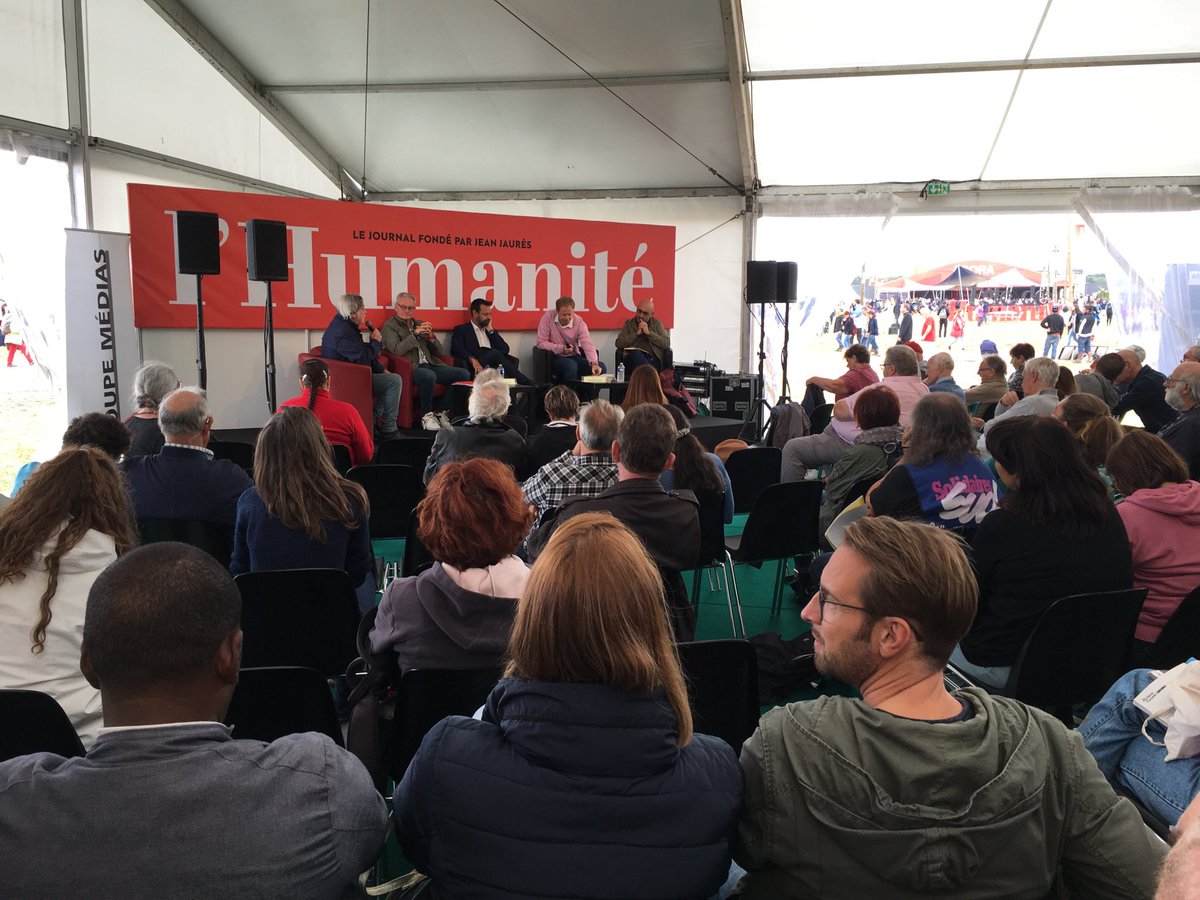 A la ⁦<a href="/FetedelHumanite/">Fête de l'Humanité</a>⁩ , le mouvement mutualiste et le système de santé en débat : M Savignac ⁦@groupe_mgen⁩ JP Laville ⁦<a href="/solidariswal/">Solidaris Wallonie</a>⁩ N Blanc (SNMSP) et P Dhareville ⁦<a href="/PCF/">PCF</a>⁩ ⁦