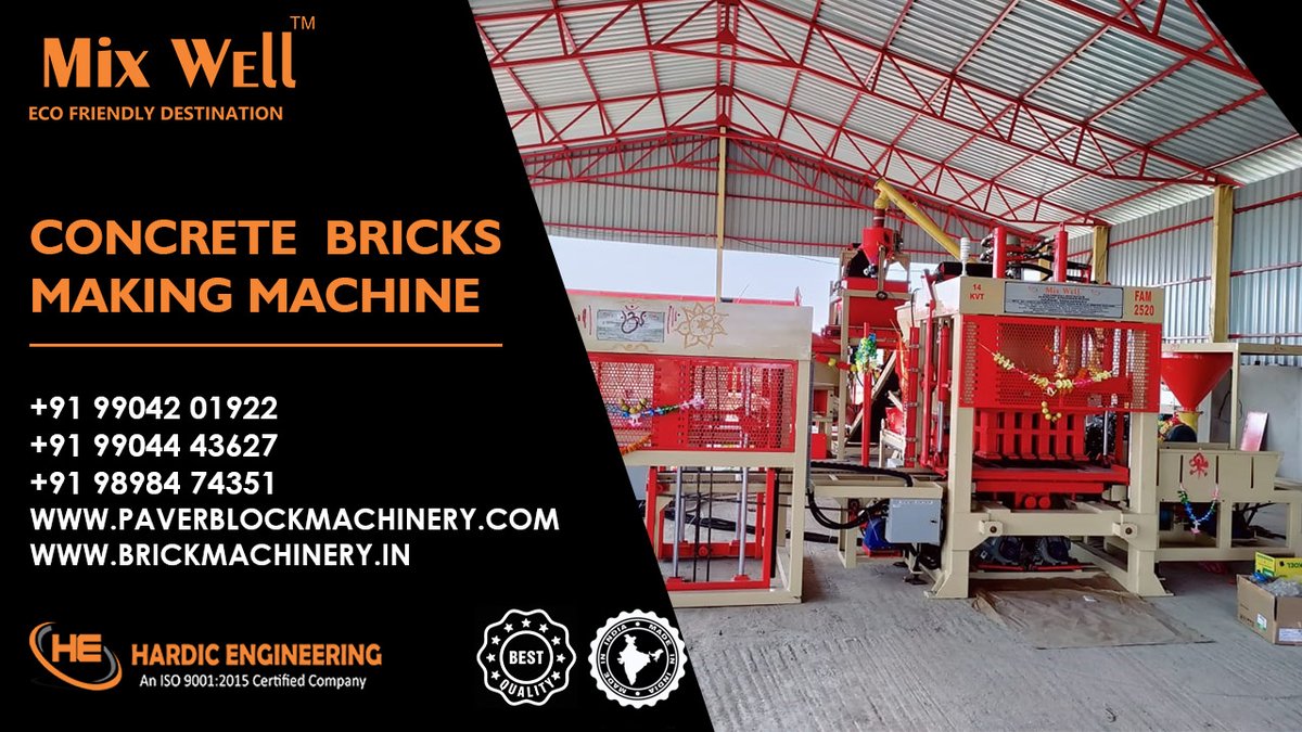 hardic_panchal's tweet photo. Fully Automatic Fly-Ash Brick Making Machine
फ्लाई ऐश की ईंटे बनाने का मशीन
#Flyashbrickmakingmachine #Paverblockmakingmachine #BlockmakingMACHINE #CONCRETEblockmakingMACHINE #Pavingblockmakingmachine #AutomaticflyashBRICKmakingmachine #Automaticpaverblockmakingmachine https://t.co/at83Qg4K6g