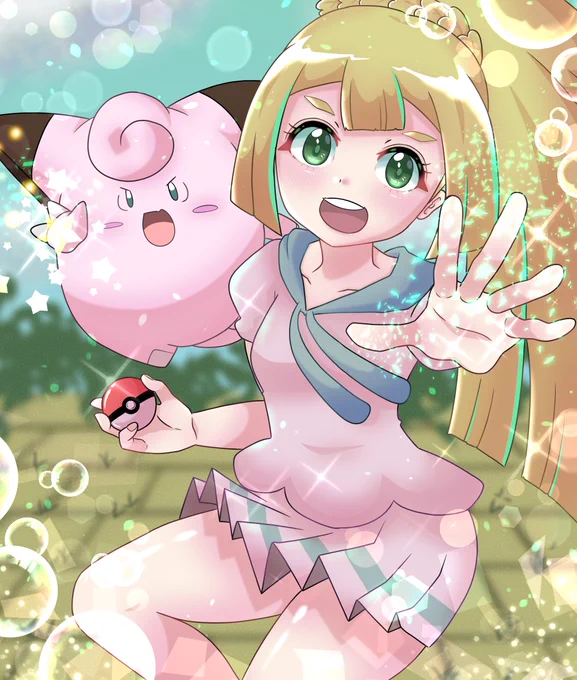 中秋の名月でピッピの日という事で今まで描いたピッピとリーリエの軌跡を▼ ˶'ᵕ'˶ ▼ #おつきみピッピ #ポケモンイラスト 