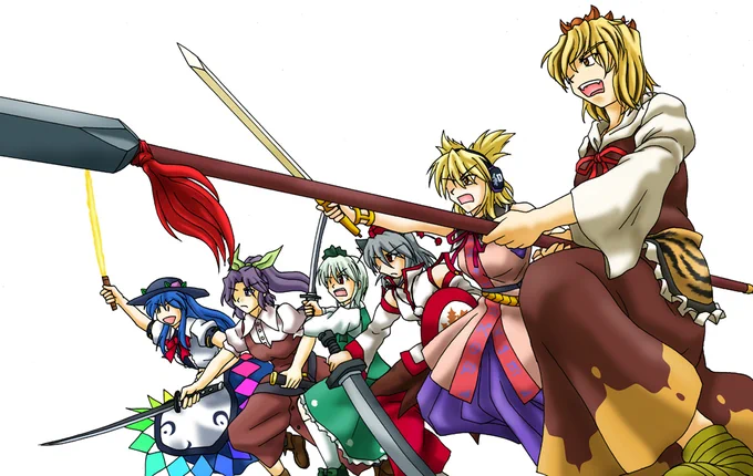 #とにかくワチャーッと集合してる絵を晒す見た人もやる東方では時々こういうの描いてたね。 