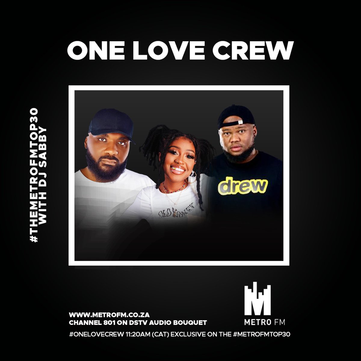 METROFMSA's tweet photo. After a 5 week hiatus.... The production break is over and the #OneLoveCrew is back with our very own @SabbyTheDJ NYC's Power 105 @nylasymoneee & BBC Radio 1's @DJAce
Tune in now just after 11:20.
#METROFMTop30 https://t.co/oCYlL1dys0