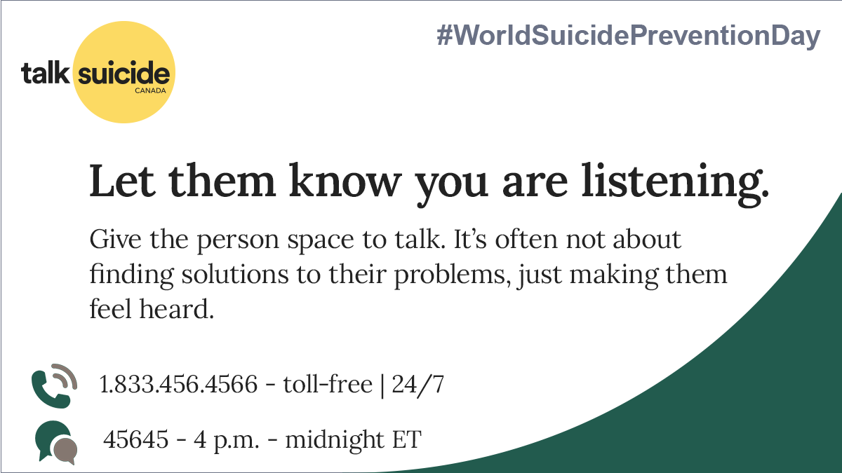 988Canada's tweet photo. Many people who are thinking about suicide want to talk about it. Here is how you can open up the conversation. (1/2)

#WorldSuicidePreventionDay #SuicidePrevention #WSPD2022 https://t.co/KHBz1Od2nE