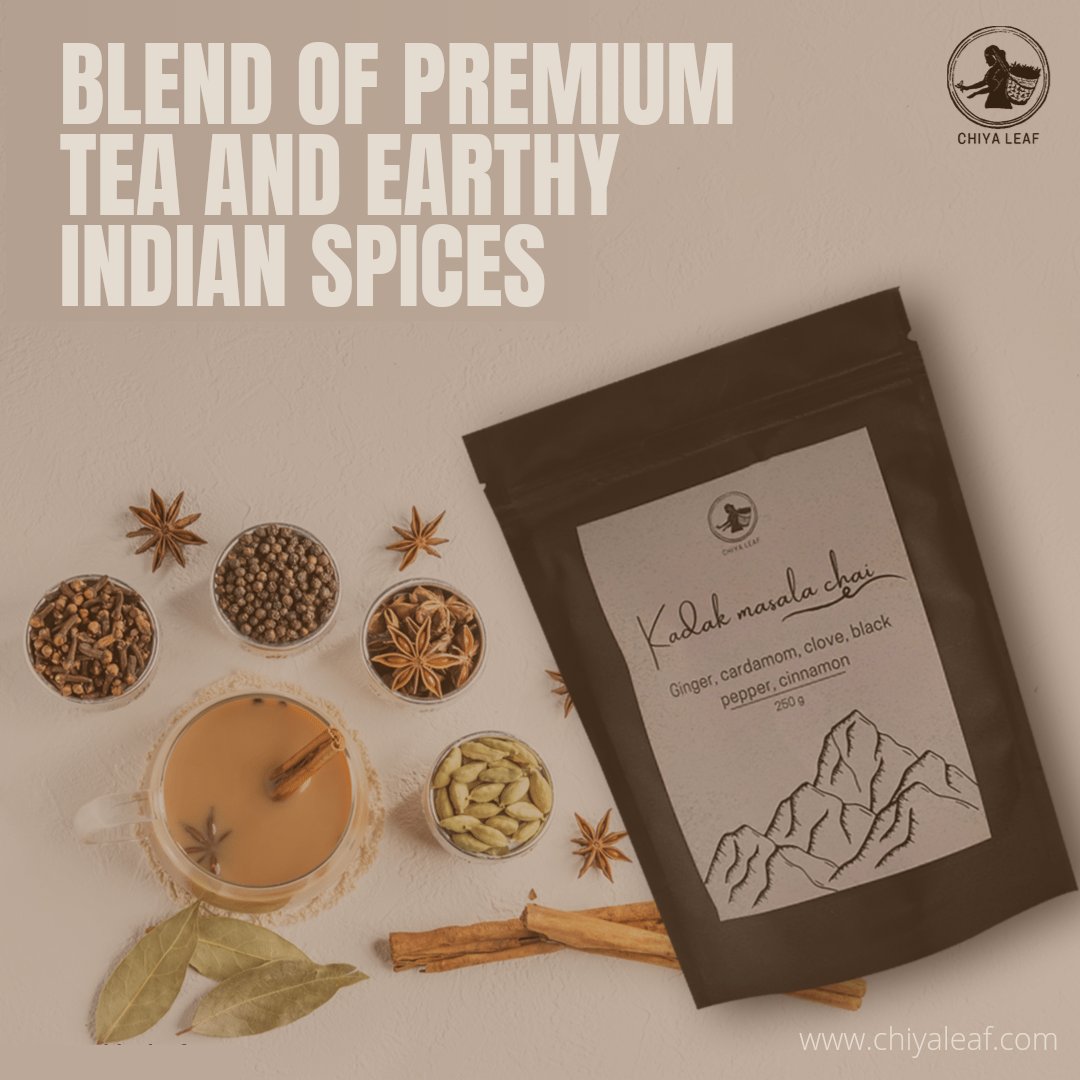 ChiyaLeaf's tweet photo. Kadak Masala Chai - A perfect blend of premium tea and earthy Indian spices.

#MasalaChai #MasalaTea #DarjeelingTea #BestTea #KadakChai https://t.co/KtwHtwlPF3