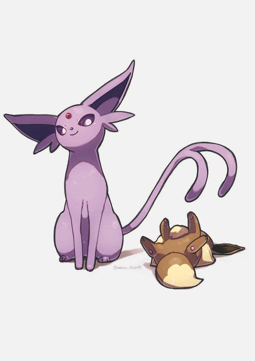 espeon pokemon (creature) no humans smile closed mouth standing simple background purple eyes  illustration images