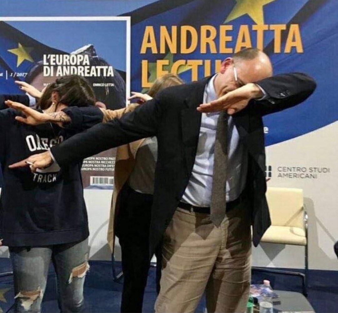 CrazyItalianPol's tweet photo. PD secretary Enrico Letta posing like the "dab dance", 2017. https://t.co/ez3i09b9iG