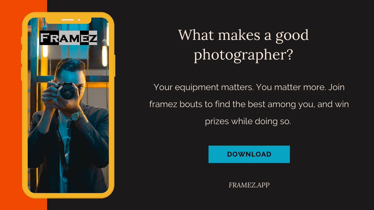 1framez's tweet photo. Your equipment matters. You matter more. Join framez bouts to find the best among you, and win prizes while doing so.  #framez #photography #photooftheday #photographycontest #PhotographyCommunity 
:
Learn more:  https://t.co/DPX8vBcKBF https://t.co/G4QLxukTuc
