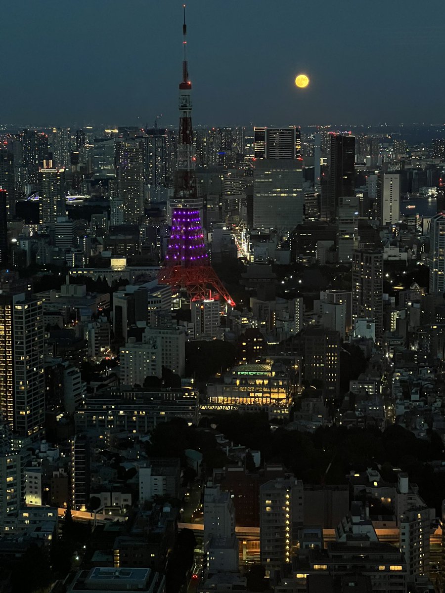yan07242's tweet photo. 東京タワーと中秋の名月
#中秋の名月  #東京タワー https://t.co/WeUYeb9imK