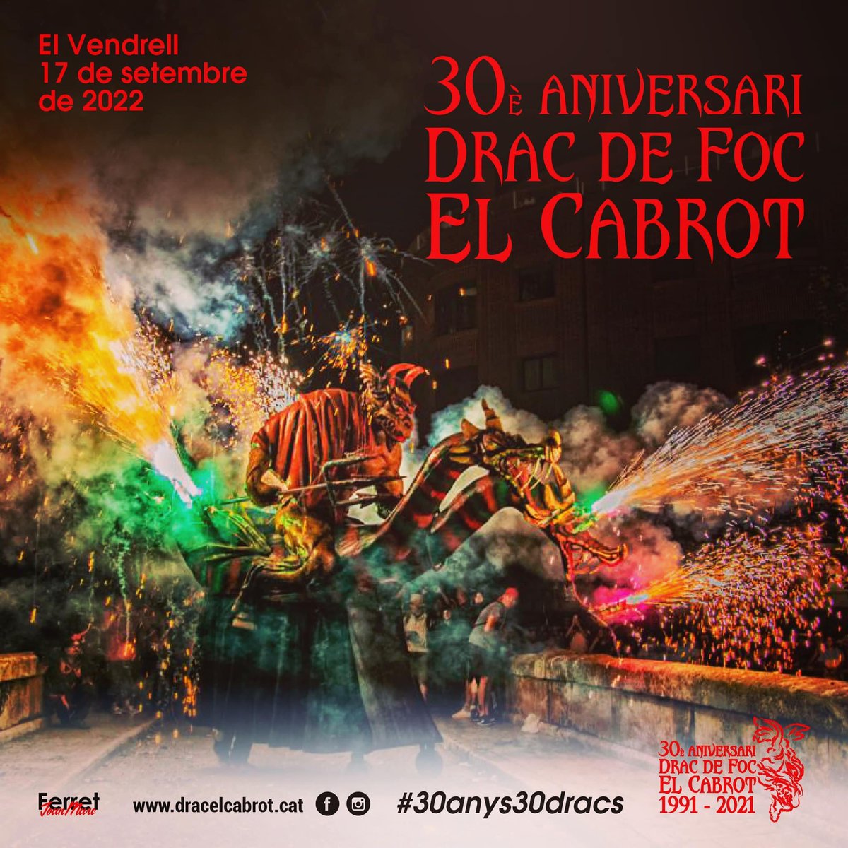 👋 Pensàveu que ja havíem acabat la nostra temporada de foc? Doncs ni de bon tros! Entre aquest setembre i octubre tenim la majoria de sortides. La primera, el dissabte 17 de setembre al Vendrell per celebrar el 30è aniversari d'<a href="/elcabrot/">El Cabrot i El Cabrot Petit.</a>, juntament amb 29 colles més!🔥🥁