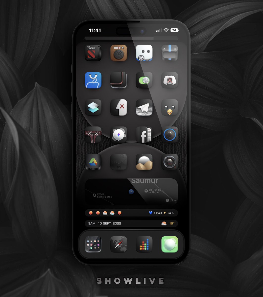 TeboulDavid1's tweet photo. Saturday on #iOS16RC with #ShowApp 🌴🌴🌴
.
.
🔘 #ShowLive⚡️@SeanKly
🍊 Icons @ThemesOnFire
.
.
#ios15homescreen
#ios15icons
#shortcuts
#Wallpaper me
#iOS16
#iPhone13ProMax
#iPhone14ProMax
#ShowLive🤗 Swa63 https://t.co/4kUm7dm745