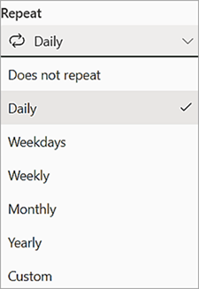 sanbss's tweet photo. The wait is over! You can now set task recurrence in #MicrosoftPlanner. Its named as 'Repeat'. 

Here is the link to the Microsoft blog. 
https://t.co/8wBQsnwSCq https://t.co/UZxahfWWte